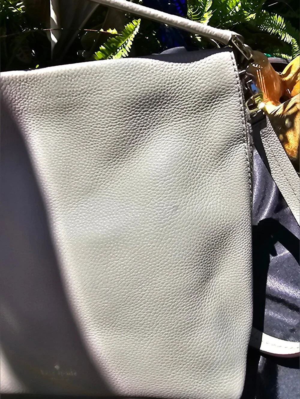 Kate Spade Leila Gray Pebbled Leather Bucket Hobo Bag Original Owner